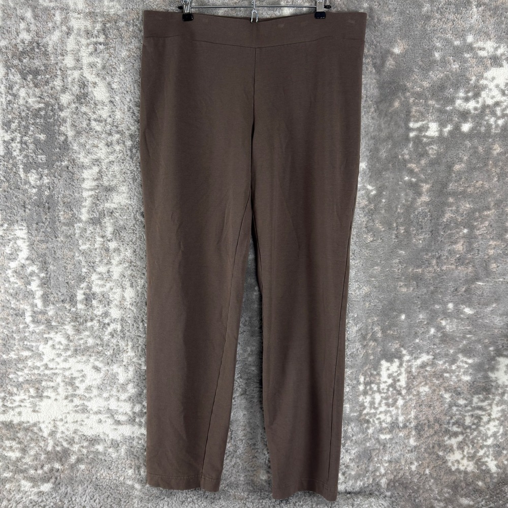 Pure Jill Size L Slim Leg Pima Cotton Modal Stretch Knit Pull On Pants Brown